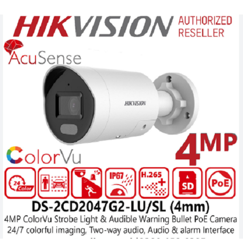 HIKVISION IP CAM 4MP DS-2CD2047G2-LU/SL "Warm LED Bullet"