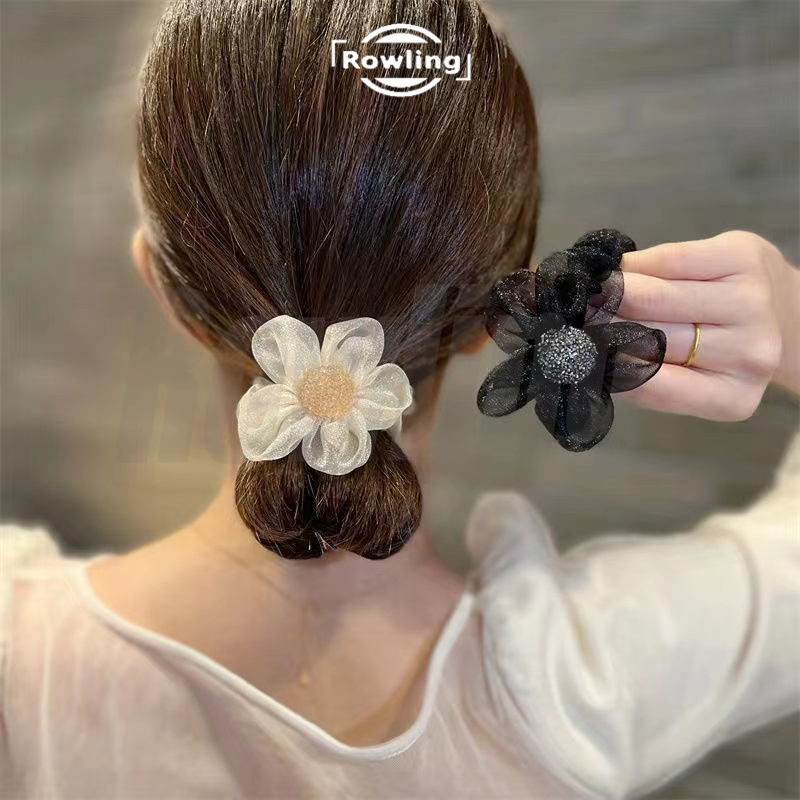 Rowling (R-50) Ikat Rambut Ponytail  Bunga Karet Elastis Gaya Untuk Wanita Import