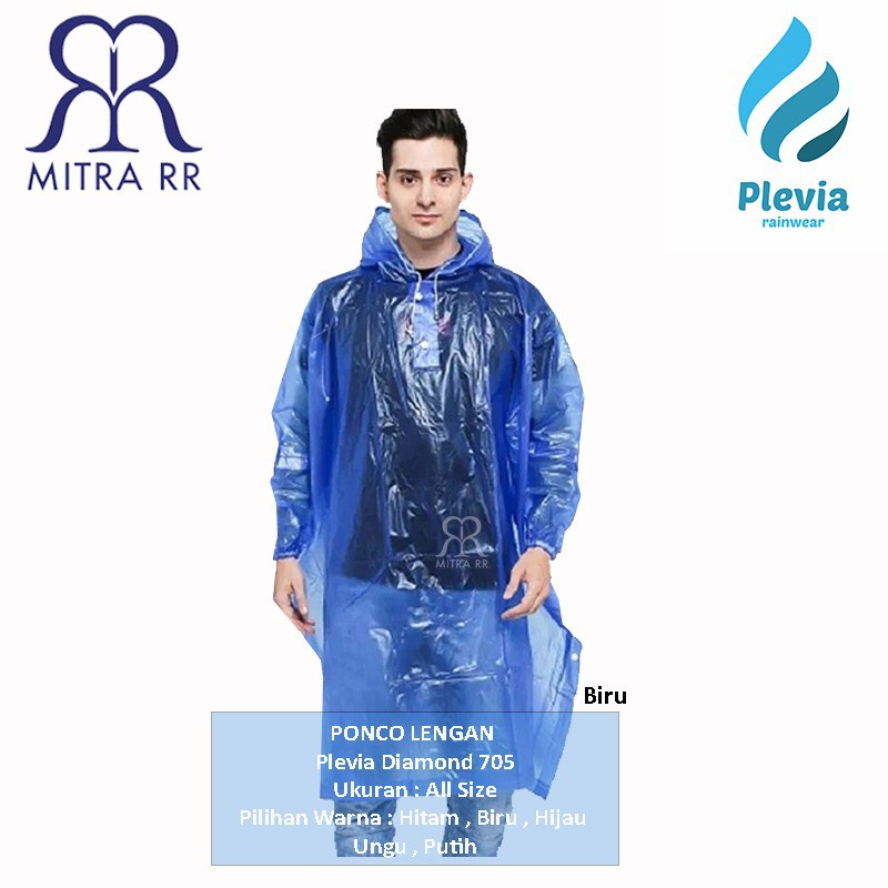 Jas Hujan Plevia Diamond Poncho Lengan Transparan 705