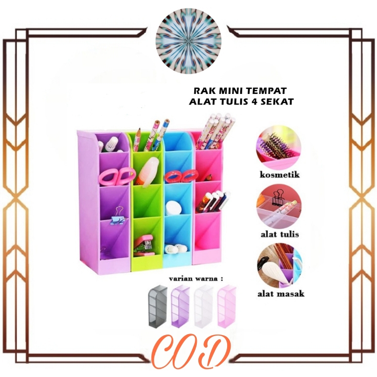 (COD)  Rak Mini 4 Sekat Rak Dapur Mini Tempat Alat Masak Kosmetik Organizer Drawer Serbaguna Warna W