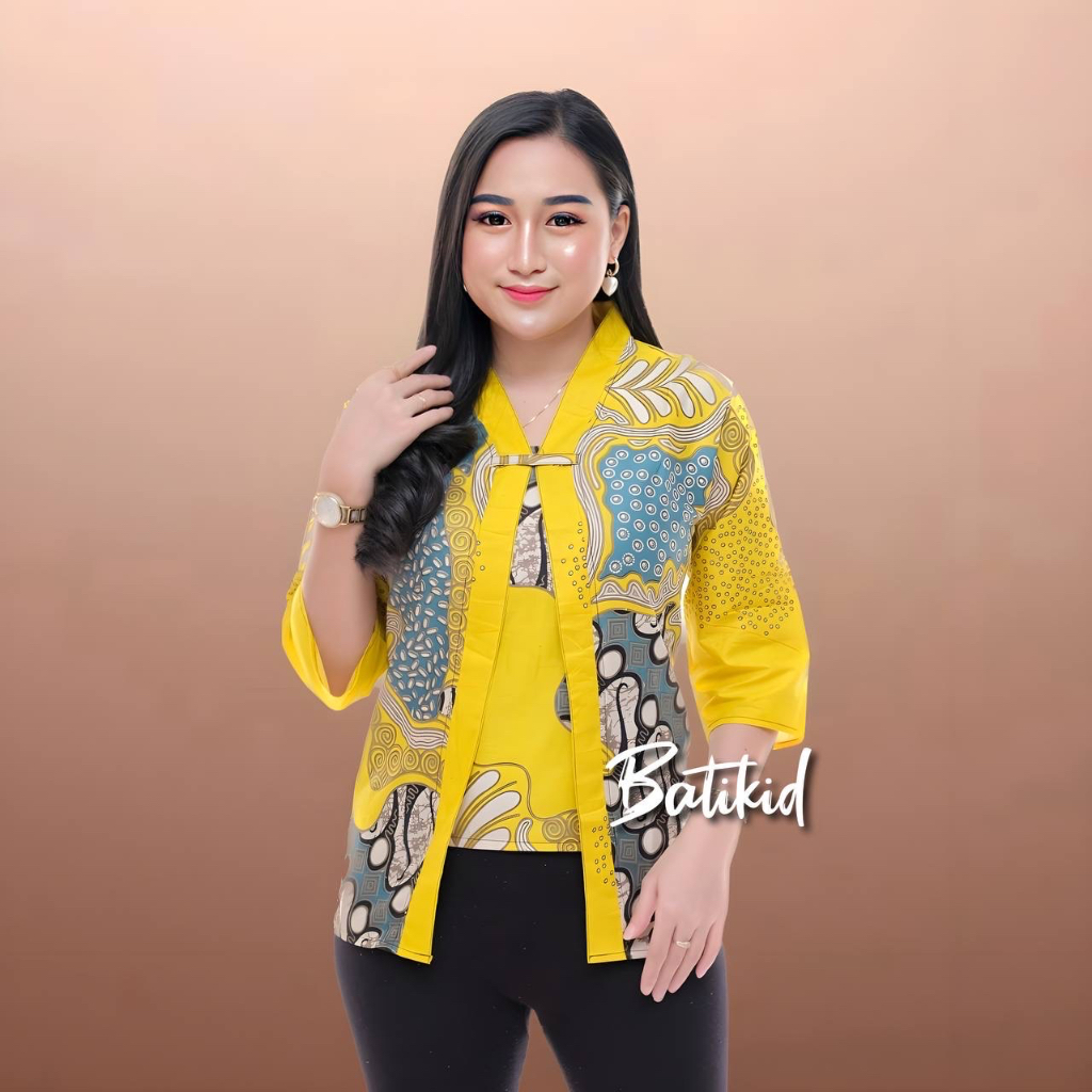 Batikid - Atasan Batik Wanita - Blouse Bolero Kekinian - Bianca Kuning