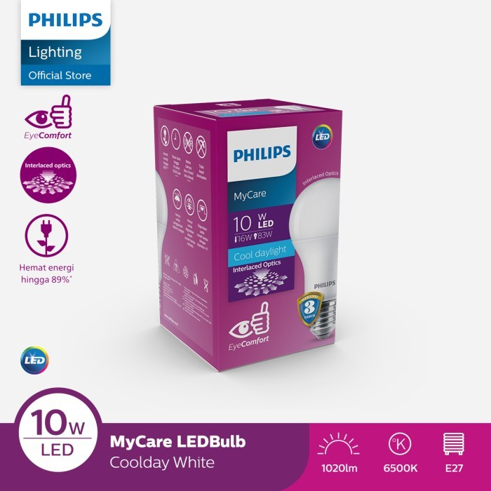 Lampu Philips Led Bulb MyCare 4W 6W 8W 10W 12W 14.5W CDL E27 My Care 230V Garansi Resmi Bohlam Putih 4 6 8 10 12 14.5 Watt