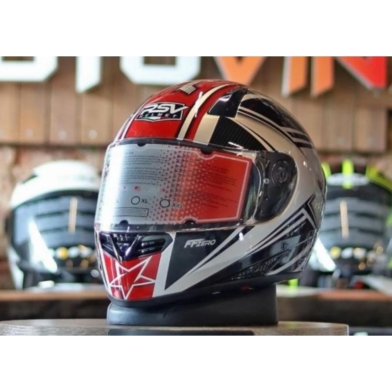 Helm Fullface Ganteng RSV FFZERO Ninja Red Silver Black SNI DOT ECE Helmet