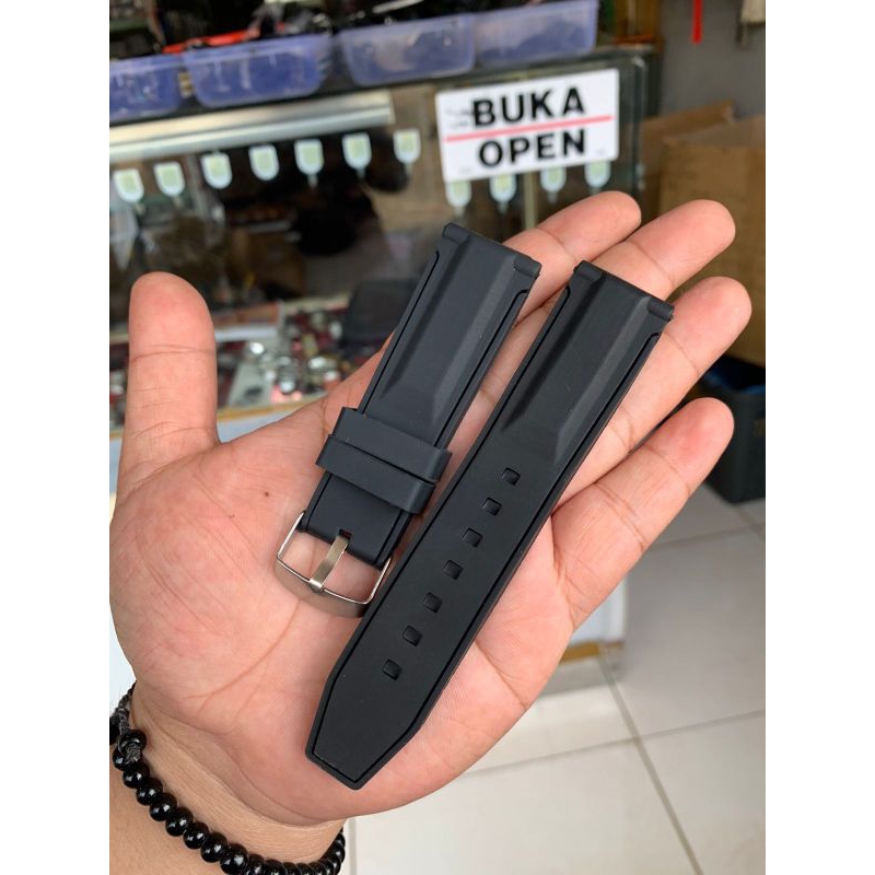 Strap tali jam tangan karet rubber size 24mm tanpa jahit