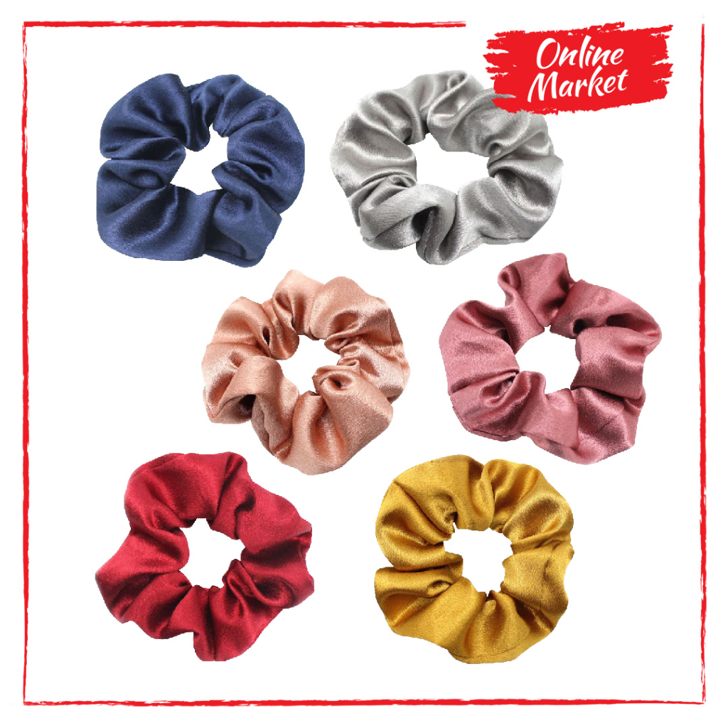 Scrunchie Satin - Kunciran Ikat Rambut Cepol Hijab / Jilbab [ Gratis Ongkir / Cod ]