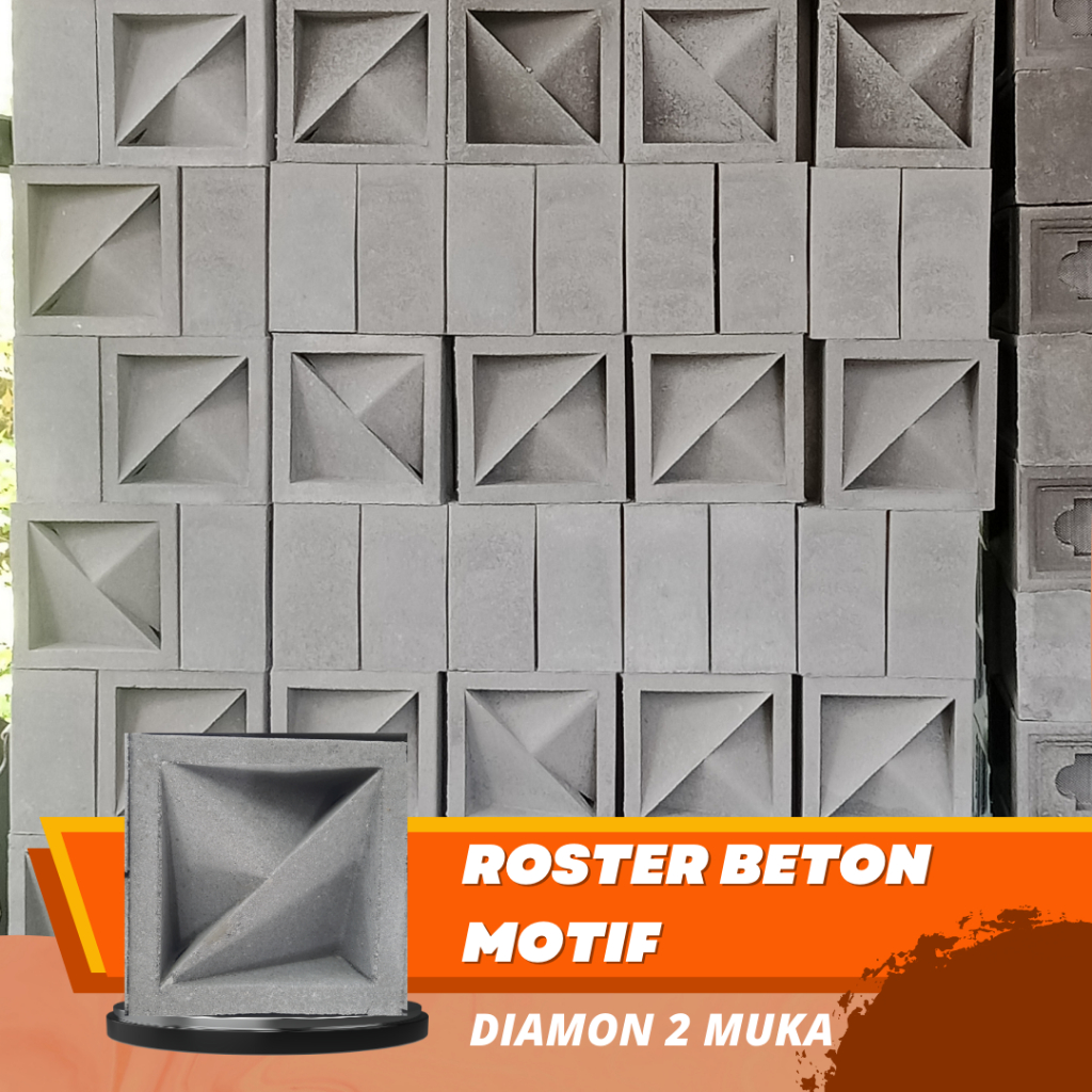 Roster Beton Motif Diamond 2 Muka | Loster Beton  Minimlis Dinding | Loster Ventilasi Pagar Magelang