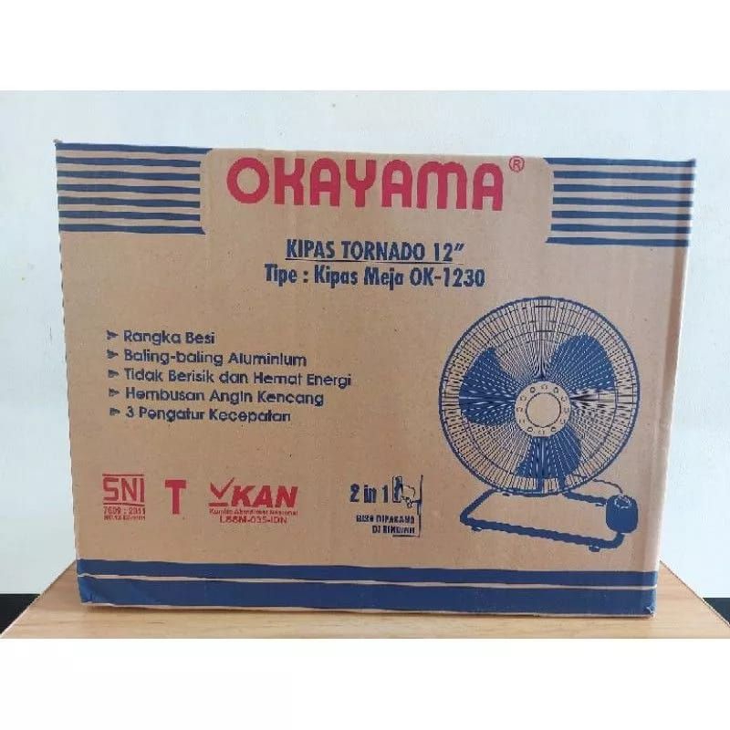 Kipas Angin Tornado Meja Dinding 2in1 Rangka Besi OKAYAMA 12&quot; OK-1230