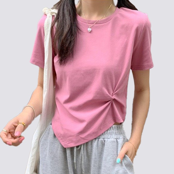 XIAOZHAINV Korean Style Kaos Lengan Pendek Wanita Crop Top 0091