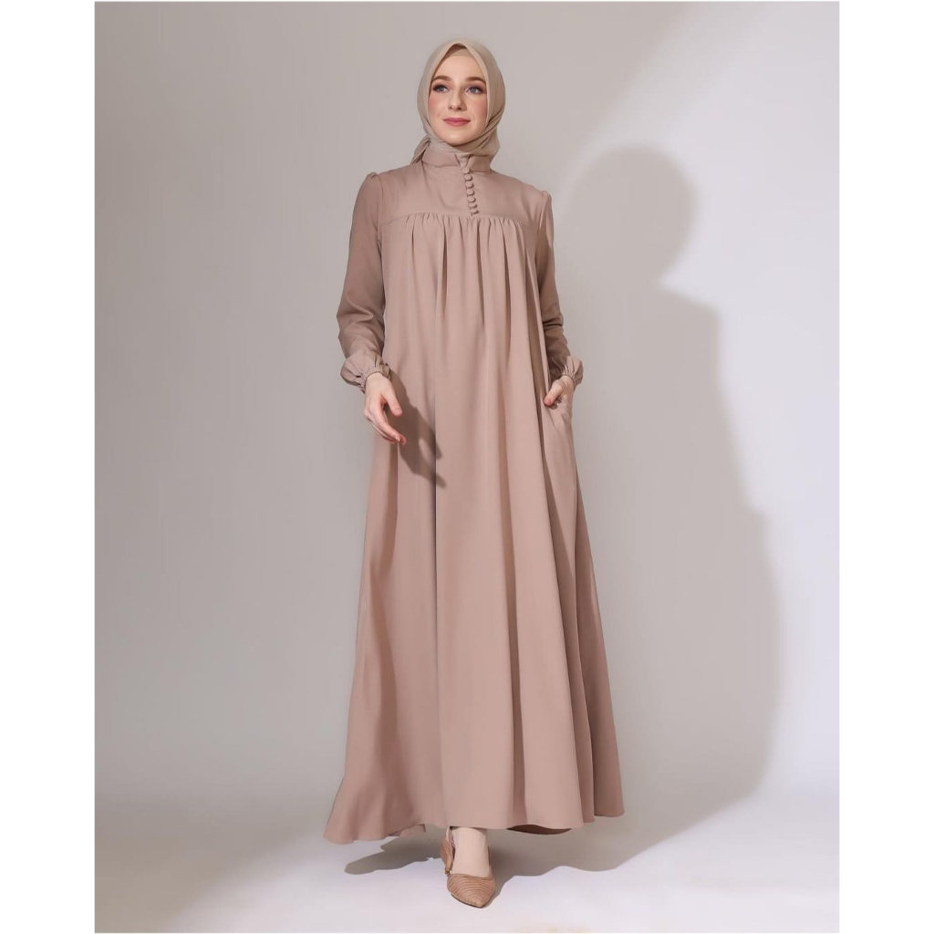 Azka Dress Polos Gamis Lengan Panjang Busui Wanita