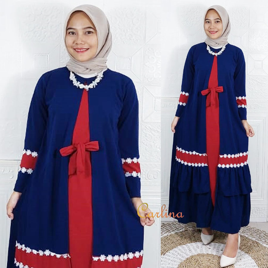 CARLINA GAMIS RENDA MAUDY MAXMARA KOMBINASI DUA WARNA CANTIK MAXY WANITA