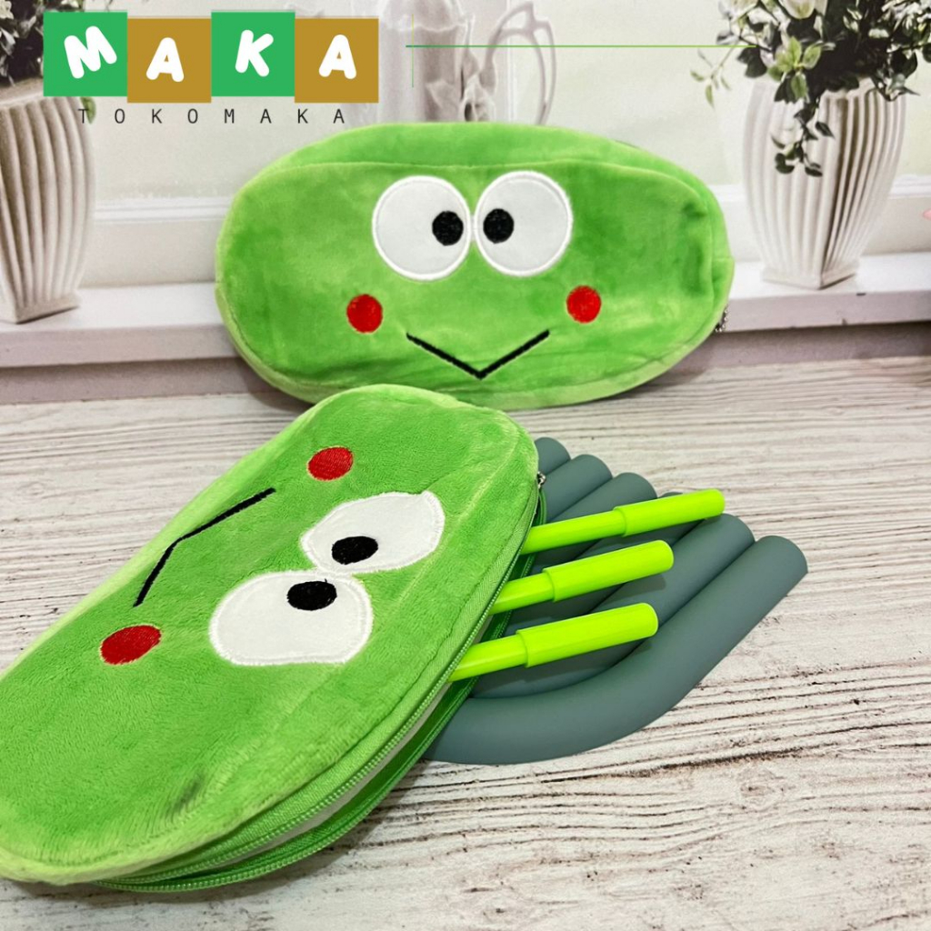 

kotak pensil kain sanrio keroppi tempat pensil keropi peralatan sekolah perlengkapan alat tulis kantor tempat penyimpanan atk