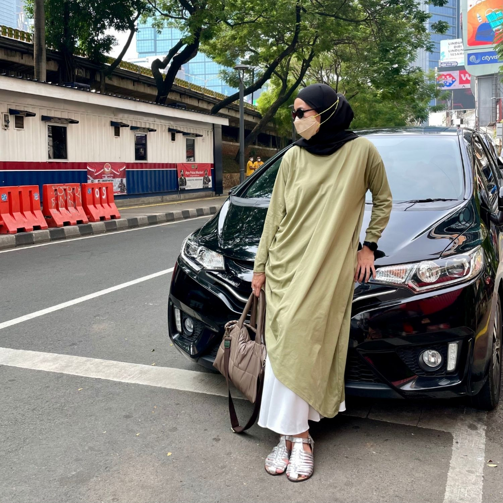 Agni - [Minor Defect] Cla Dress Olive Green - T-Shirt (Kaos) Dress Wanita Olive Green