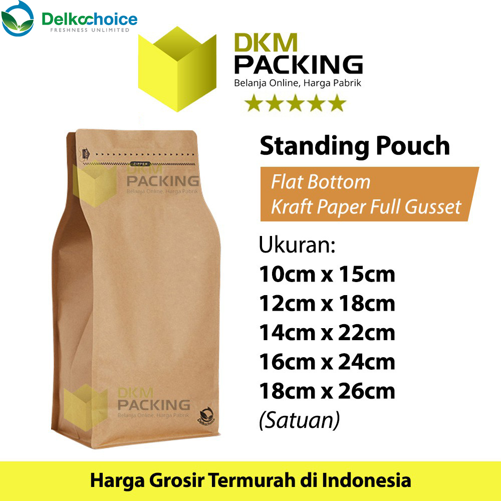 Plastik Klip FLAT BOTTOM KRAFT PAPER FULL GUSSET Kemasan Makanan DELKOCHOICE