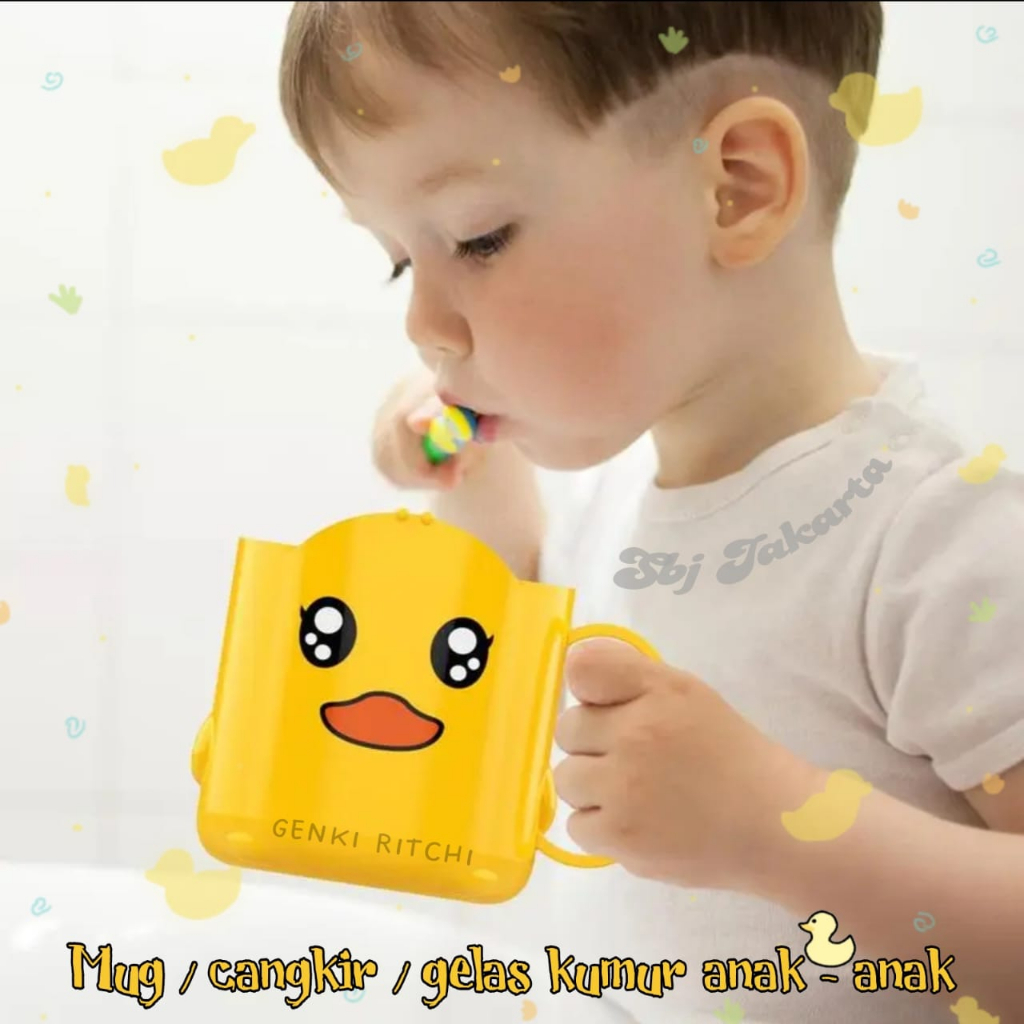 Mug kecil Cangkir Plastik bebek duck anak Lucu BPA FREE 150 ml