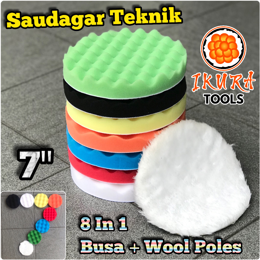 Busa Poles Mobil Motor 7 Inch Set Wool Poles 7&quot; Sponge Polishing Pad