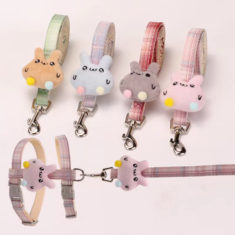 Set Tali Tuntun Lucu Kucing Anjing Pet Leash Doll Chest Strap  /kartun tali pengikat dada kucing yang dapat disesuaikan