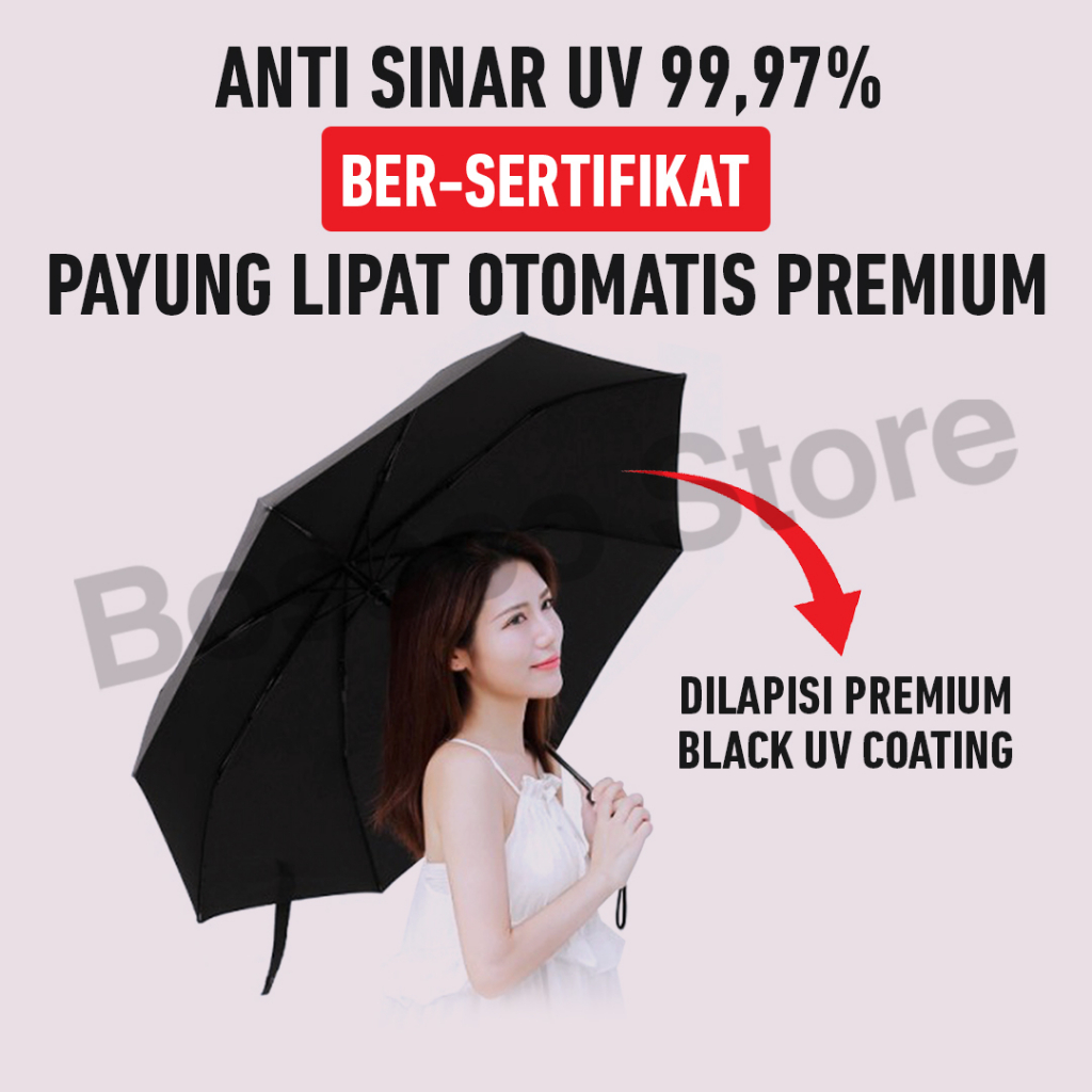 Bossco Payung Lipat Otomatis Buka Tutup Anti UV 99.97% BerSertifikat Payung Lipat Besar premium UV Protection UV blok Uv block Payung mobil Payung lipat premium anti sinar uv payung kuat tahan lama payung lipat jumbo payung lipat polos hitam payung murah