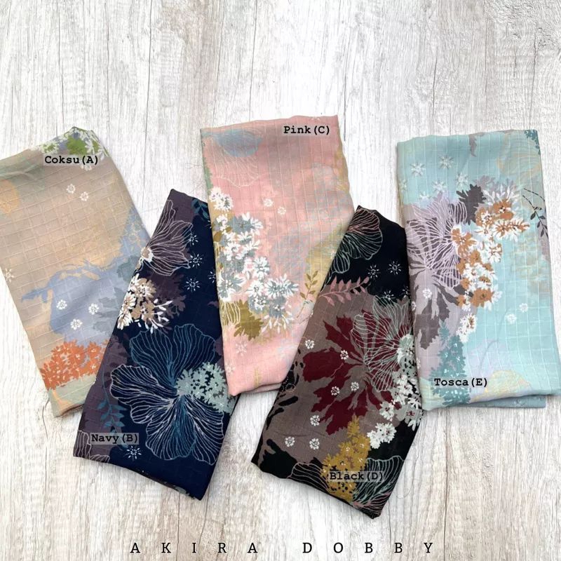 hijab segi empat motif premium/Akira dobby jait tepi 115*115