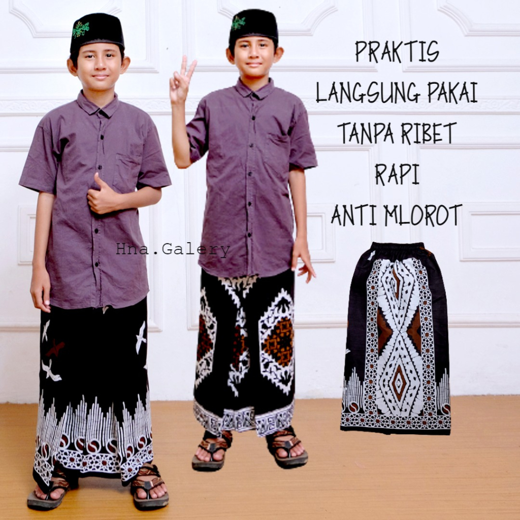 SARUNG INSTAN ANAK LAKI LAKI USIA 2-10 TAHUN / SARUNG INSTAN MOTIF BATIK / SARUNG INSTAN ANAK LAKI L