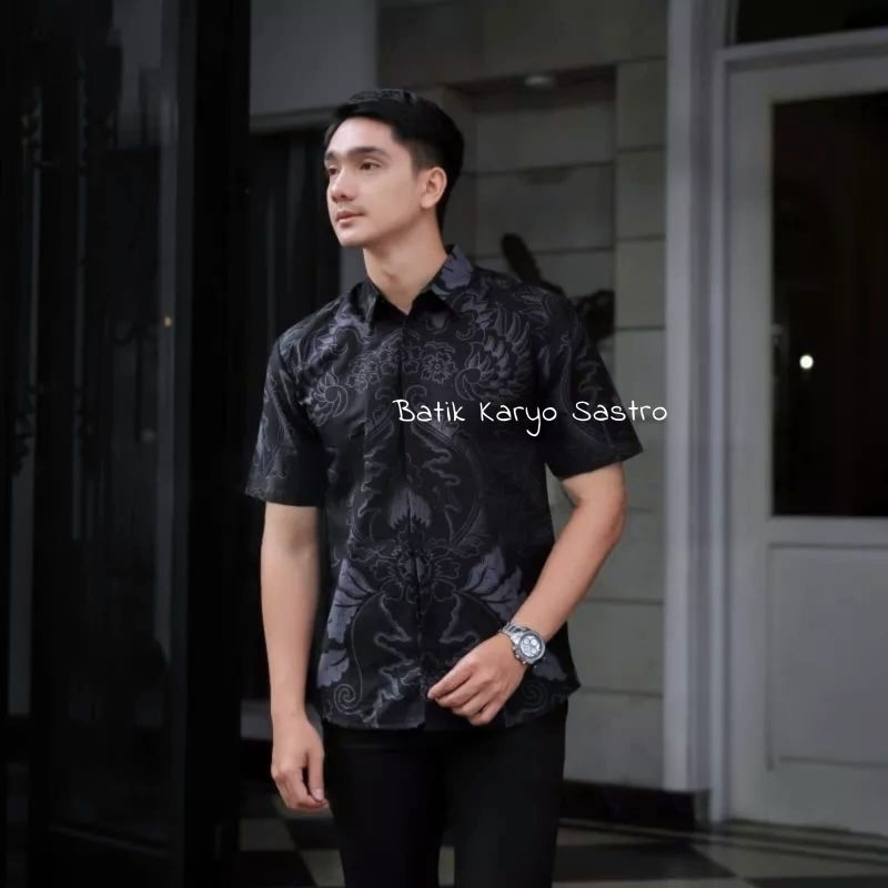 Baju Kemeja Batik Pria Lengan Pendek Premium Slimfit Katun Full Furing