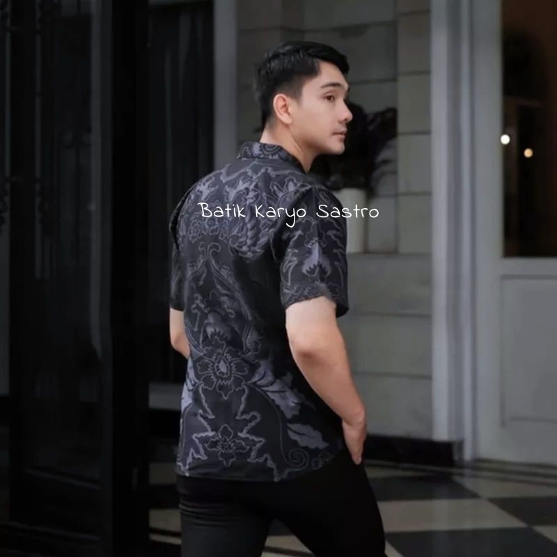 Baju Kemeja Batik Pria Lengan Pendek Premium Slimfit Katun Full Furing