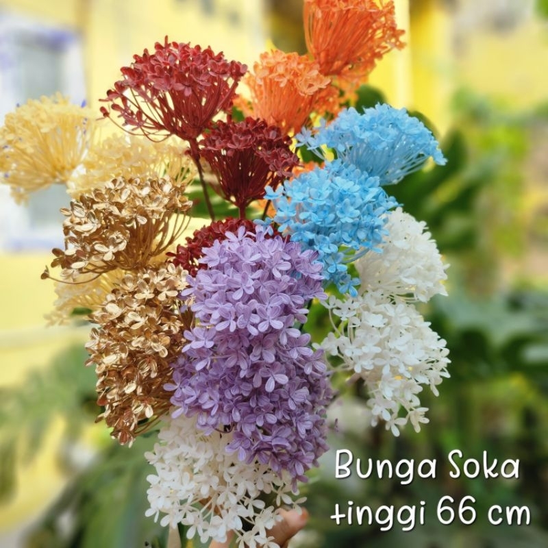 Bunga Soka Tinggi 66 cm / Bunga hias plastik