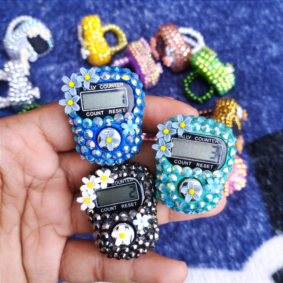 Tasbih Digital Swarovski Bunga Cincin Mutiara / Tasbih Digital Cantik / Tasbih Digital Premium / Tas