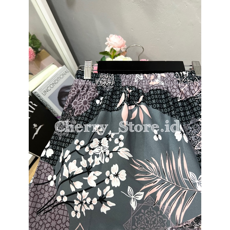 Cherry _ rok beraksen 4 susun motif bunga sakura | rok panjang wanita