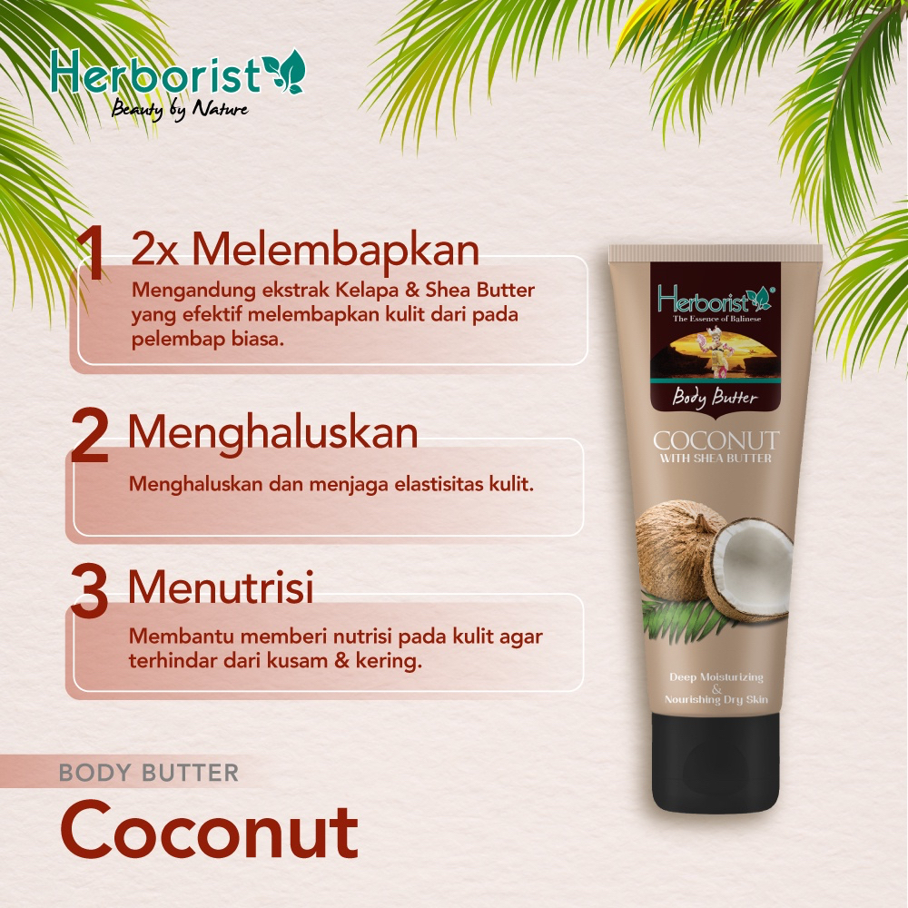 HERBORIST Body Butter Indonesia / 80g / With Shea Butter / Strawberry Sorbet Frangipani Chocolate Coconut Zaitun Matcha Milk Mango Banana / Deep Moisturizing Brightening Glowing Melembabkan Mencerahkan / Skincare Care Lotion Gel Scrub Peeling Kulit Tubuh