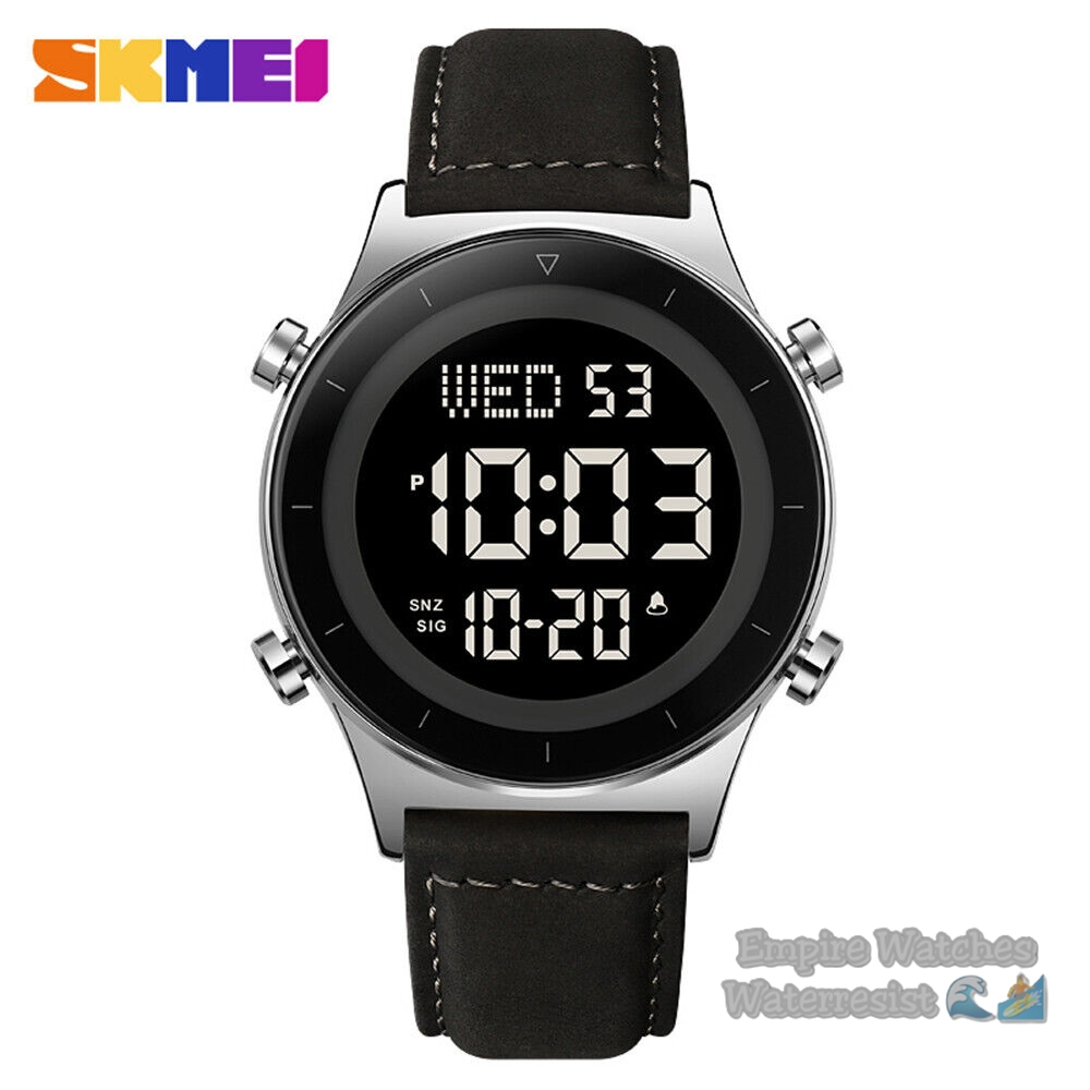 Jam Tangan Skmei 2079 Pria Cowok Digital Strap Leather Original Waterproof