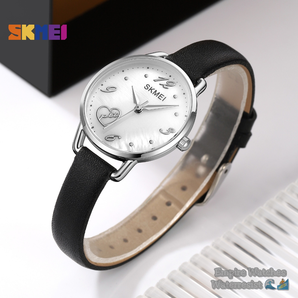 Jam Tangan Skmei 2005 Wanita Cewek Analog Tanggal Strap Leather Original Waterproof