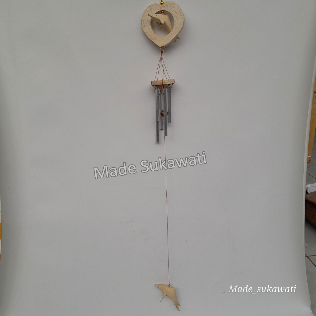 Lonceng aluminium Love Lubang Dolphin krincingan gantungan windchimes