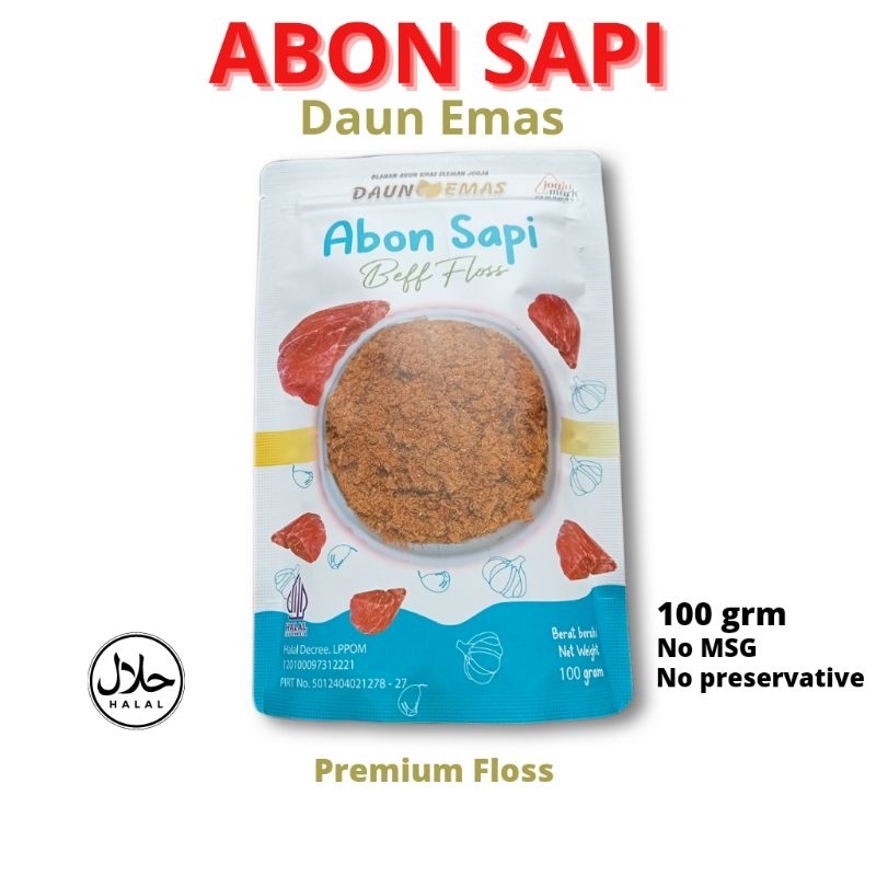 

PROMO Abon Sapi Daun Emas Beef Floss Asli Original Premium Snack Cemilan No MSG Pengawet MPASI