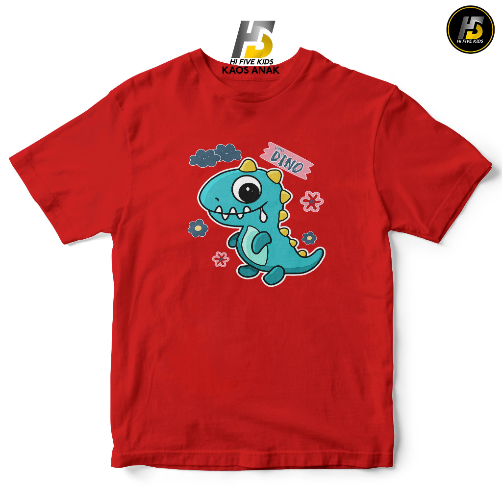 Hi Five Kids Kaos Distro Anak DINO FLOWER Cotton 30s Premium, Baju Anak Anime , Kaos Anak Anak Laki,