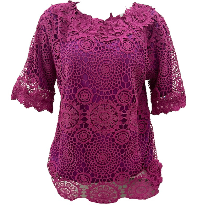 AVG 32 LENGAN PENDEK ATASAN BLOUSE BAJU BRUKAT BROKAT RENDA PAKAIAN WANITA PESTA KONDANGAN TRADISION