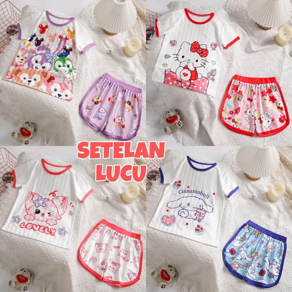 BAJUKIDDIE SETELAN LUCU BAJU TIDUR SANTAI ANAK DAILY SANRIO LUCU PAKAIAN ANAK CEWEK IMPORT MURAH