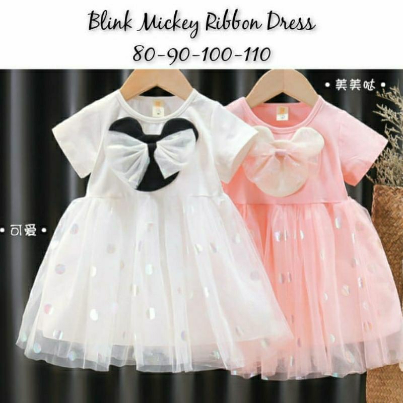 Blink Mickey Ribbon Dress/Gaun Anak/Dress Anak