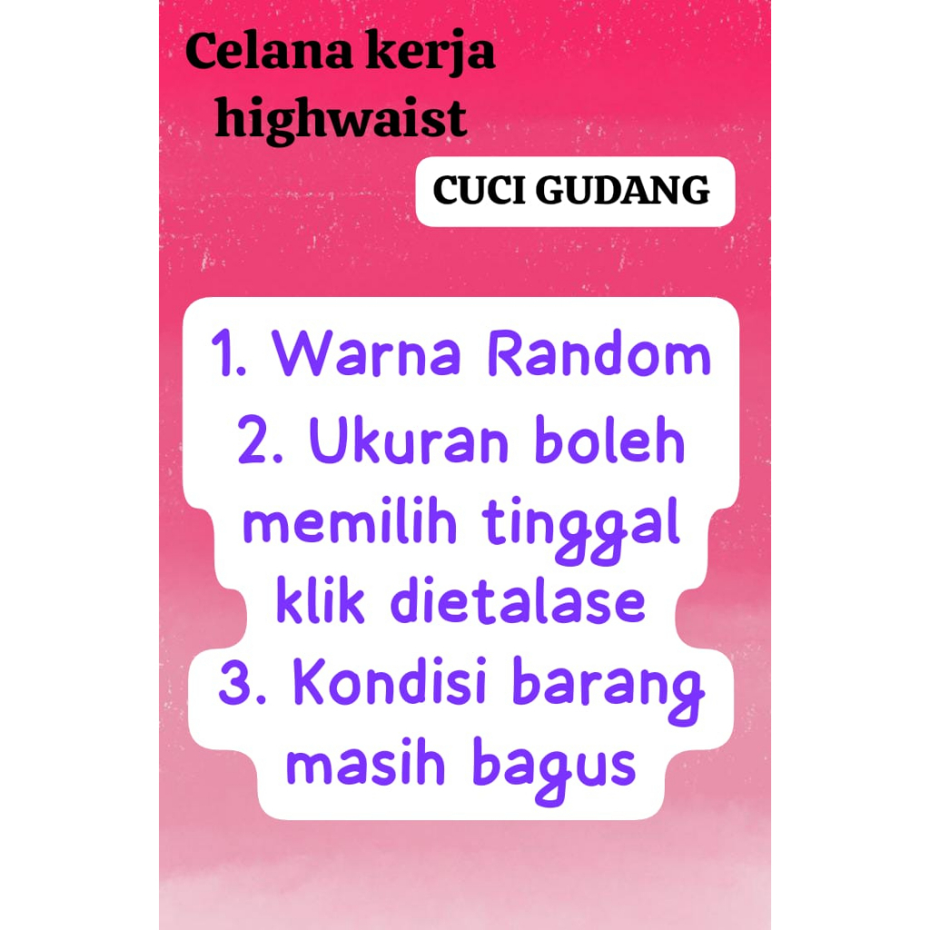 Celana kerja Highwaist resleting PROMO CUCI GUDANG - Warna RANDOM