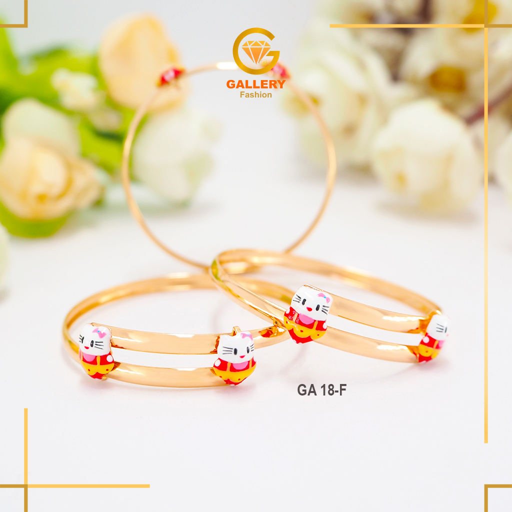 GELANG BAYI NEWBORN EMAS ASLI 8K (300) DAN KADAR 6K (300) GA 18 MODEL KUCING KITTY ADA SURAT BISA dj