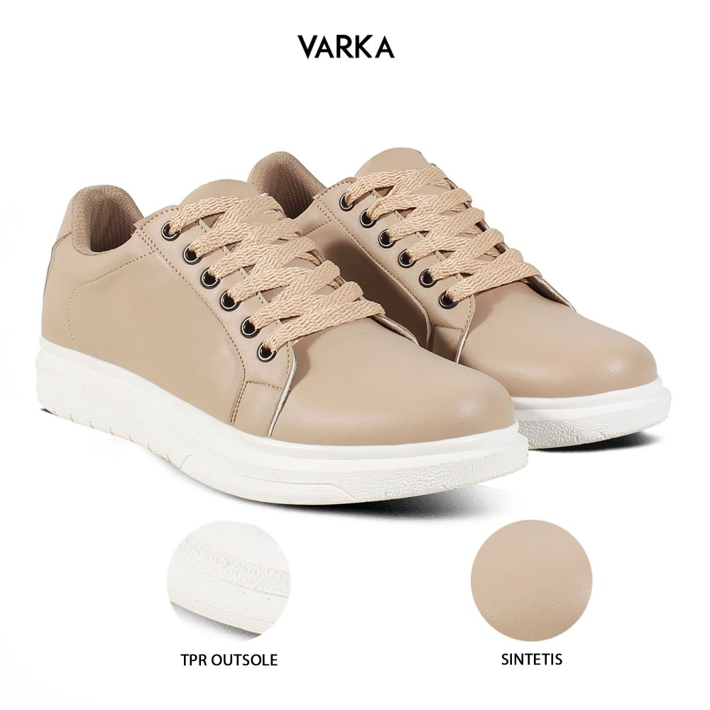 Sepatu Sneakers Wanita V 5266 Brand Varka Sepatu Kets Olahraga Kuliah Jalan Jalan Harga Murah Berkualitas Warna Krem