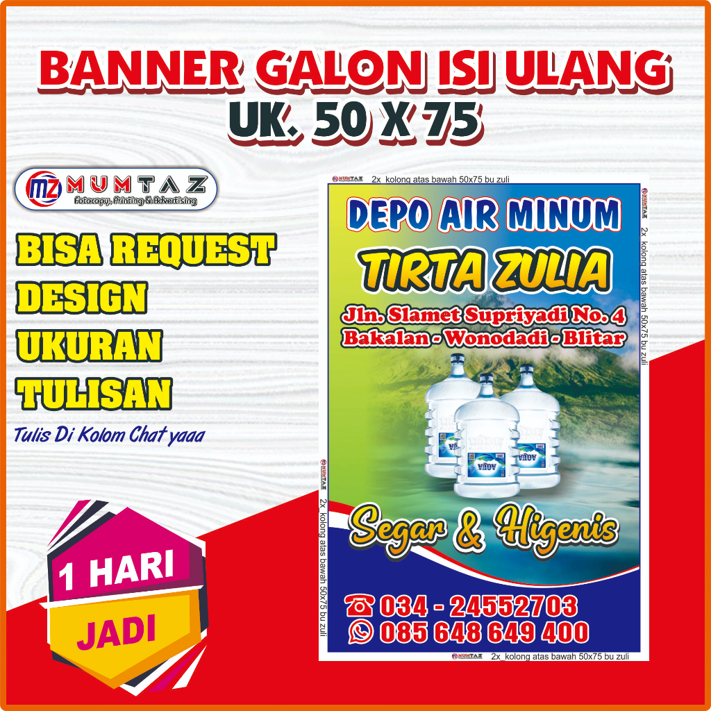 BANNER DEPO AIR MINUM GALON ISI ULANG 50X75CM 50X100CM 60X120 FREE DESAIN