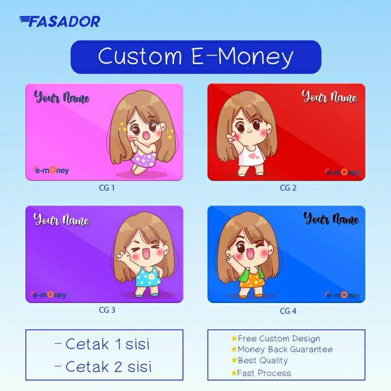 GRATIS CUSTOM NAMA E Money E-Money Card Kartu e-Toll Kereta MRT Karakter Lucu
