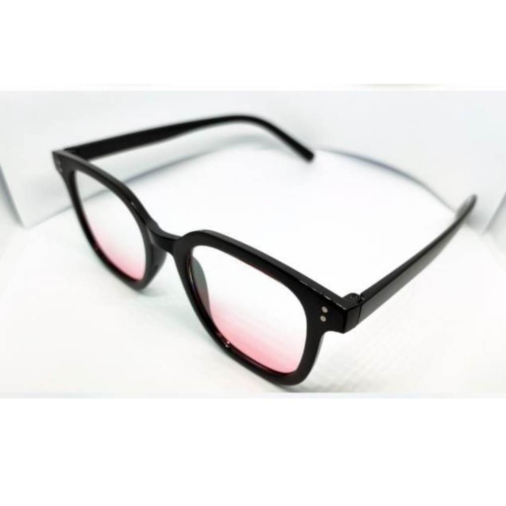 Kacamata Frame Hitam Kacamata Lensa Pink  Kaca mata 2 warna Kacamata Fashion 15911