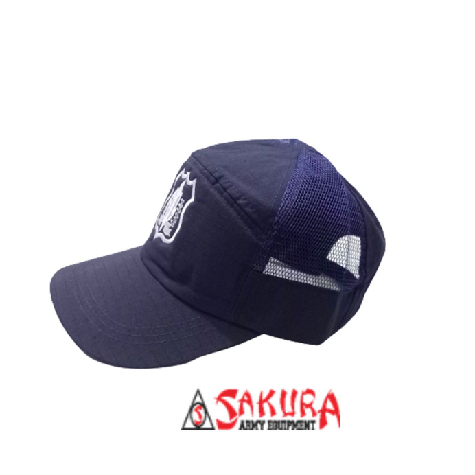 Topi Security Satpam Logo Bahan Ripstok Jaring Biru Dongker