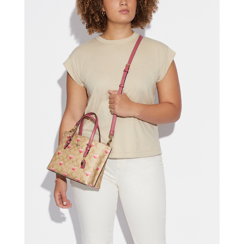 Coach Mollie Tote 25 In Signature Canvas With Stripe Heart Print (CA 252)