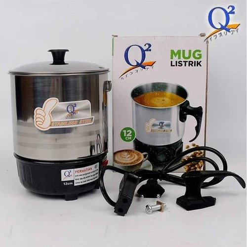 Mug/ Teko Listrik Stainless 12 Cm/ Pemanas Air/ Heater Stainless 12