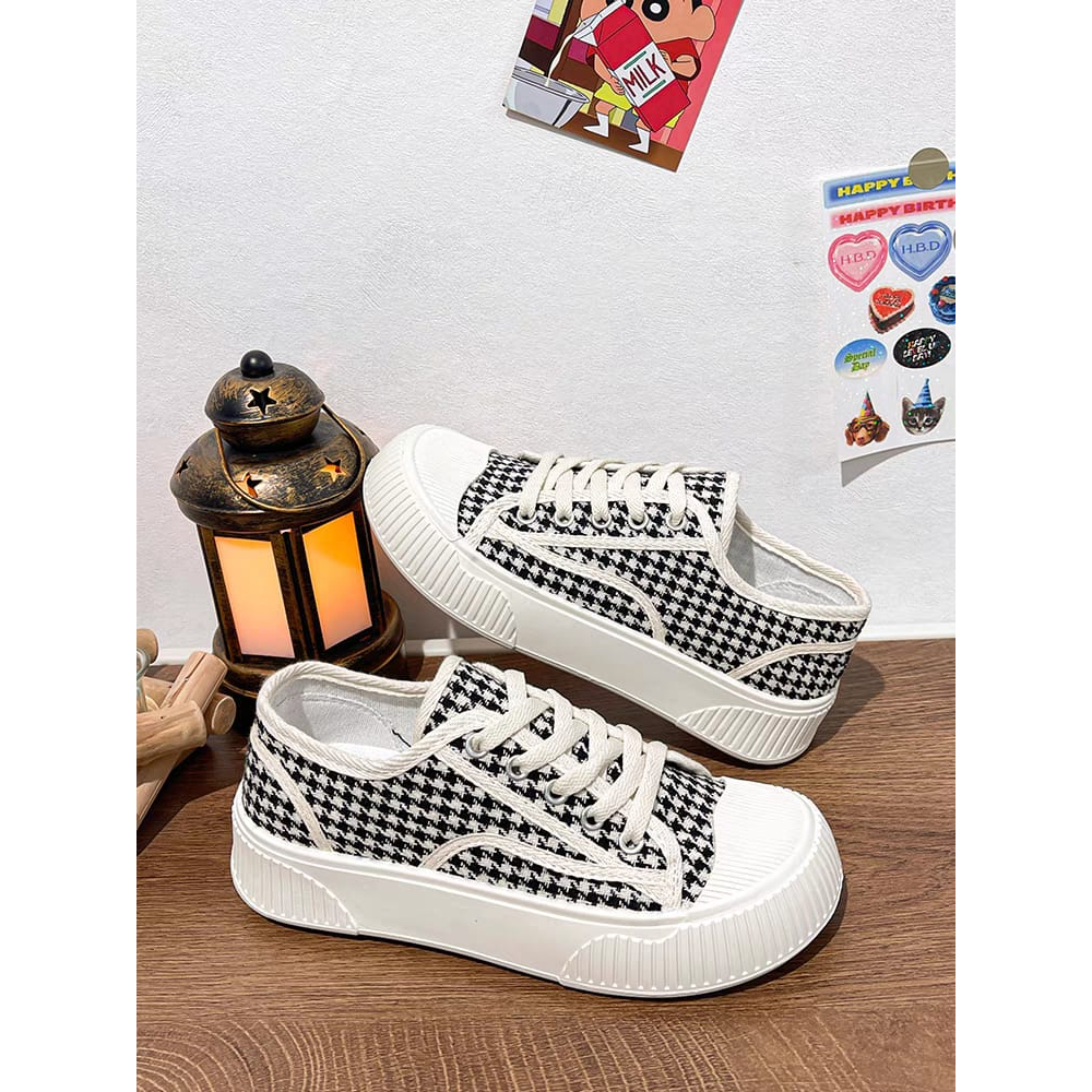 COD POS 562 Sepatu Wanita Import Fashion Corak Belang Produk Semi Sintetis Premium