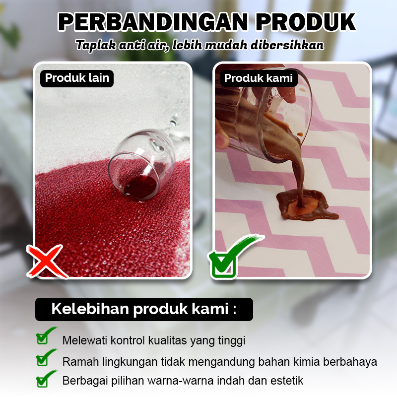 TAPLAK MEJA BAHAN KAIN 4-6KURSI Ukuran 100cmx137cm Taplak Meja Anti Air