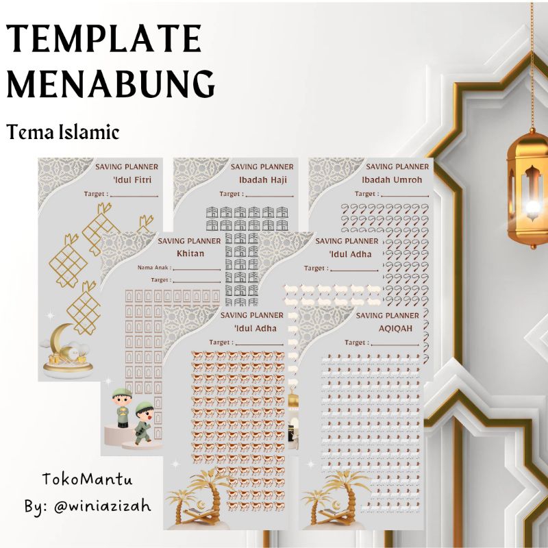 

Template Tantangan Menabung Saving Planner Tema Islamic Kertas Binder A6 6 Ring Unik Lucu