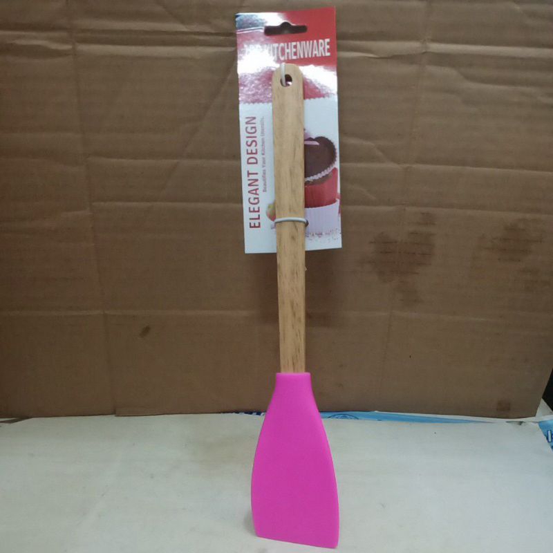 Spatula Sutil Silikon Gagang Kayu